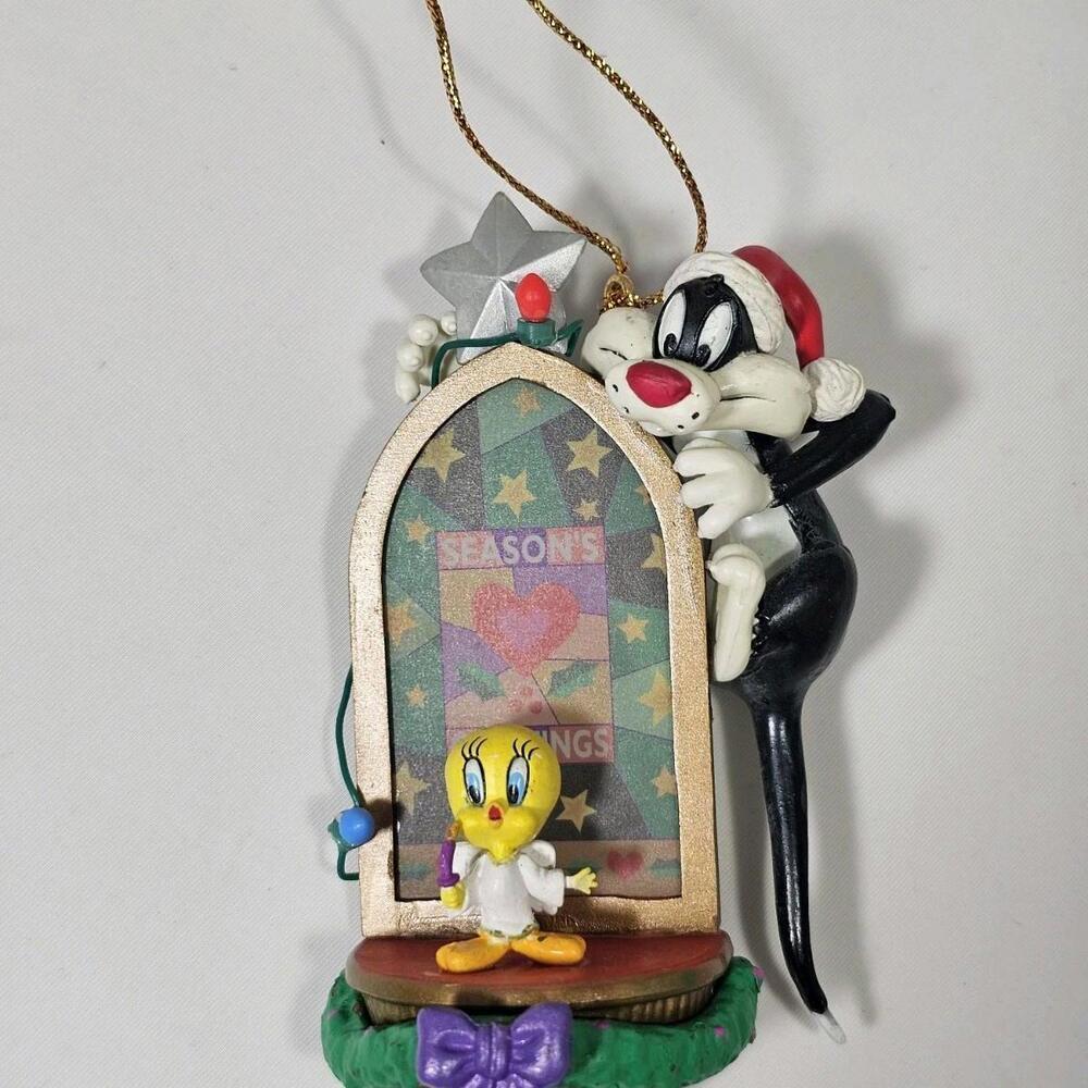 Vintage 1999 Warner Bros Tweety & Sylvester Christmas Tree Ornament Retro
